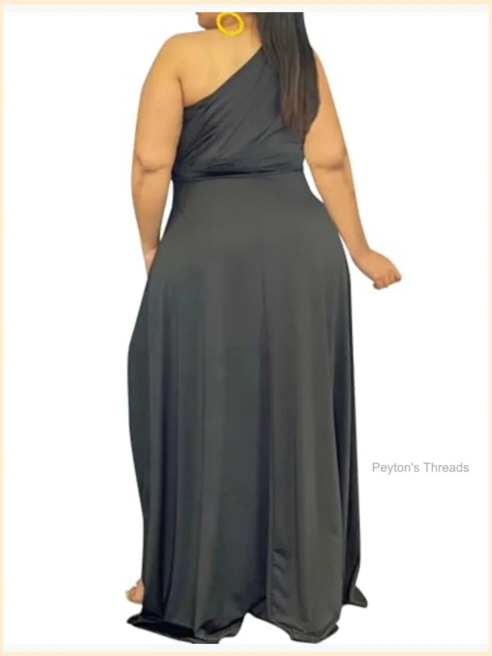 Plus Size One Shoulder Maxi Dress High Low Flowy Cocktail - Picture 2 of 7